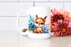 Colorful Baby Squirrel and Blue Flowers | Sublimation | Product Image 2