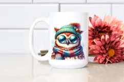 Funny Cute Owl Watercolor Scarf Sunglasses Product Image 2