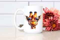 Funny Cute Giraffe Watercolor Sunglasses Smiling Product Image 2