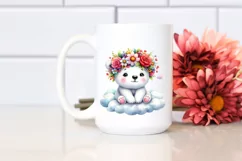 Cute Polar Bear with Flower Crown PNG Product Image 2