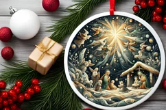 Round Christmas Ornament Sublimation|Clipart Product Image 1