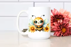 Colorful Baby Bee and Yellow Flowers | Sublimation | Clipart Product Image 2