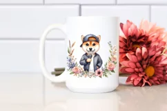 Shiba Inu Clipart with Floral Frame | Sublimation | Clipart Product Image 2