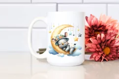 Summer Moon Stars Rhino Cute Clipart Product Image 2