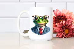 Funny Cute Frog Portrait Smiling | Watercolor Clipart Product Image 2
