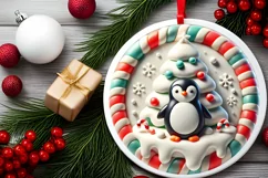 Round Christmas Ornament Sublimation|Clipart Product Image 2