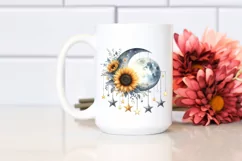 Half Moon with Stars and Sunflowers, Transparent PNG Product Image 2