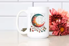 Colorful Half Moon with Stars, Vintage PNG Product Image 2
