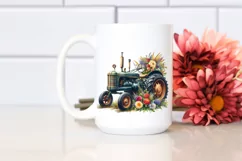 Watercolor Vintage Tractor USA Flag Product Image 2