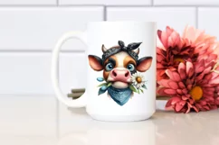 Expressive Watercolor Cow with Bandana | Sublimation | Product Image 2