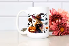 Vibrant Witch Halloween Pumpkin Watercolor | Sublimation | Product Image 2