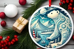 Round Christmas Ornament Sublimation|Clipart Product Image 1