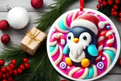 Round Christmas Ornament Sublimation|Clipart Product Image 1