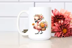 Whimsical Baby Flamingo with Marigold Bouquet | Sublimation Product Image 2
