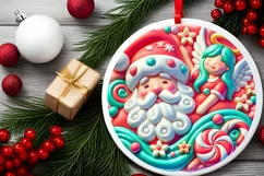 Round Christmas Ornament Sublimation|Clipart Product Image 1