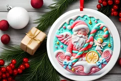 Round Christmas Ornament Sublimation|Clipart Product Image 1