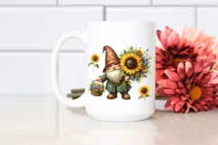 Watercolor Gnome with Sunflower Bouquet and Small Basket Product Image 2
