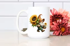 Watercolor Gnome with Sunflower Bouquet and Small Basket Product Image 2