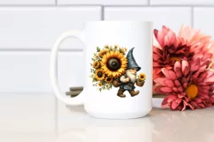 Watercolor Gnome with Sunflower Bouquet and Small Basket Product Image 2
