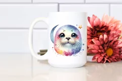 Colorful Bearded Seal with Moon and Stars | Clipart Product Image 2