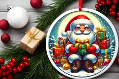 Round Christmas Ornament Sublimation|Clipart Product Image 2
