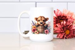 Cute Baby Highland Cow Wood Bucket PNG Product Image 2