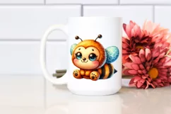 Vibrant Watercolor Brownish Smiling Baby Bee | Clipart Product Image 2