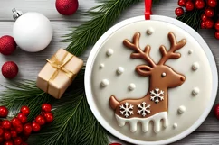 Round Christmas Ornament Sublimation|Clipart Product Image 1