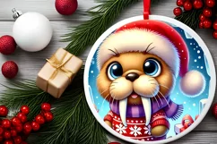 Round Christmas Ornament Sublimation|Clipart Product Image 1