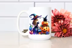 Vibrant Witch Halloween Pumpkin Watercolor | Sublimation | Product Image 2
