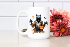 Watercolor Werewolf Halloween PNG Product Image 2