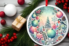 Round Christmas Ornament Sublimation|Clipart Product Image 2