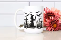 Vintage Halloween Scene with Witch, Transparent PNG Product Image 2