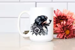 Watercolor Gothic Dog Summer Sticker Flower Clipart Product Image 2