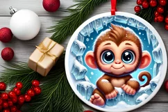Round Christmas Ornament Sublimation|Clipart Product Image 1