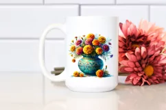 Colorful Marigold Vase | Sublimation Clipart Product Image 2