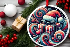 Round Christmas Ornament Sublimation|Clipart Product Image 1