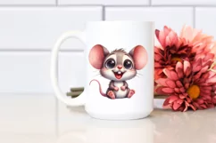 Excited Baby Mouse Watercolor Clipart Product Image 2