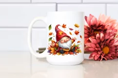 Cute Gnome Tumbling with Autumn Leaves in the Wind PNG Product Image 2