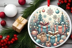 Round Christmas Ornament Sublimation|Clipart Product Image 1