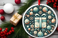 Round Christmas Ornament Sublimation|Clipart Product Image 1