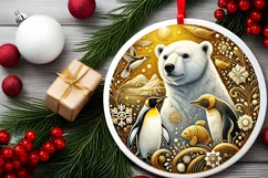 Round Christmas Ornament Sublimation|Clipart Product Image 1