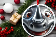 Rhino Smiling Round Ornament Sublimation PNG Product Image 2
