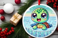 Round Christmas Ornament Sublimation|Clipart Product Image 1