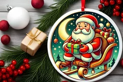 Round Christmas Ornament Sublimation|Clipart Product Image 1