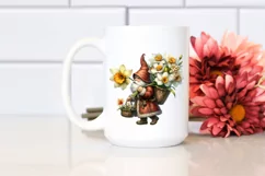 Watercolor Gnome with Narcissus Bouquet and Small Basket Product Image 2