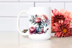 Abstract Watercolor Bottle Peonies Elegant Sophisticated Product Image 2