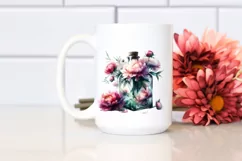 Abstract Watercolor Bottle Peonies Elegant Sophisticated Product Image 2