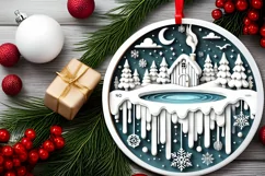 Round Christmas Ornament Sublimation|Clipart Product Image 1