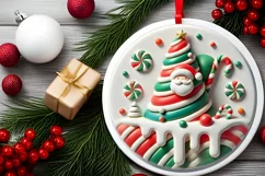 Round Christmas Ornament Sublimation|Clipart Product Image 1
